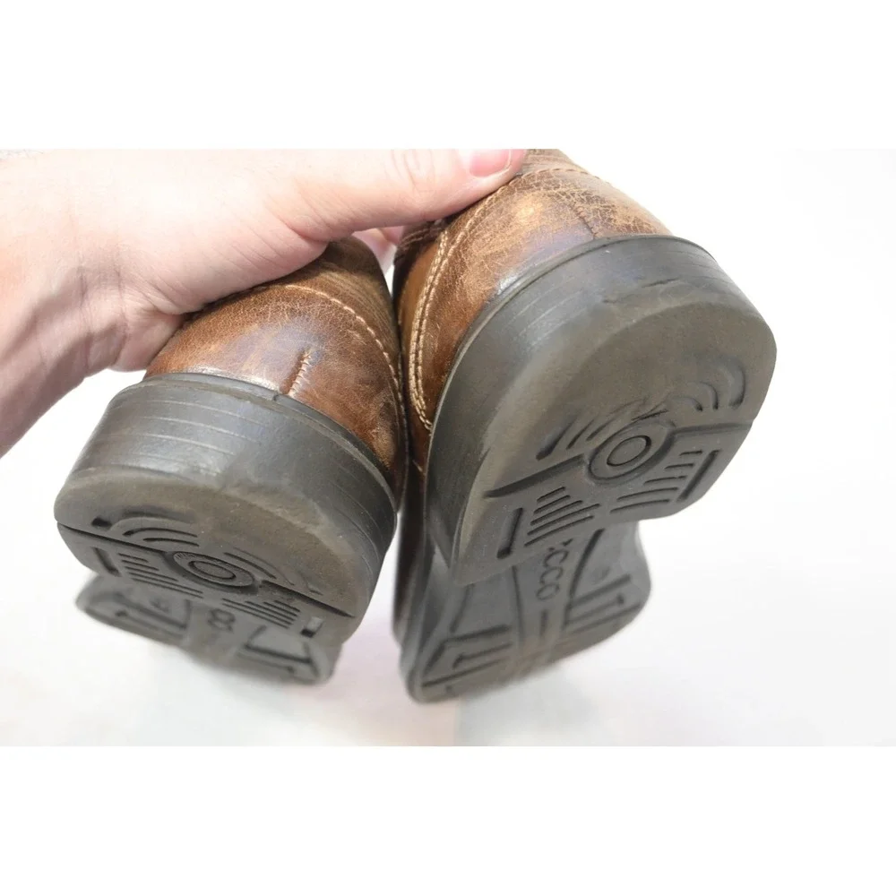 ECCO‎ Leather Slip On Loafers Mens 45 Brown Good Bicycle Toe Dress Shoes
